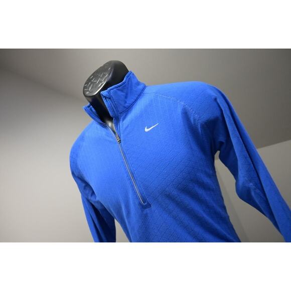 Nike Running 1/4 Zip Jacket Dri Fit Blue Fleece Athletic Womens Size Large - Picture 1 of 11